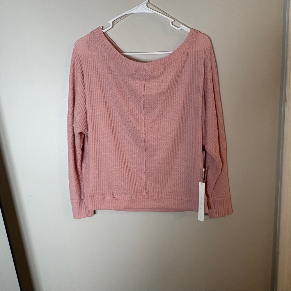 Caslon Light Pink Waffle Knit Sweatshirt